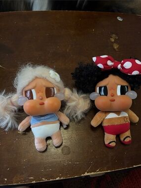 Cute Pink and Brown Plush Kids Toys Duo - Soft Collectible Keychains